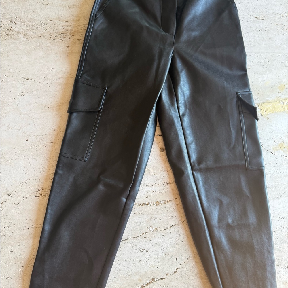Wilfred Black Faux Leather Cargo‎ Pants